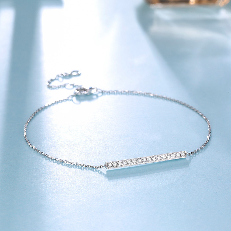 白18K金群镶钻石手链女款