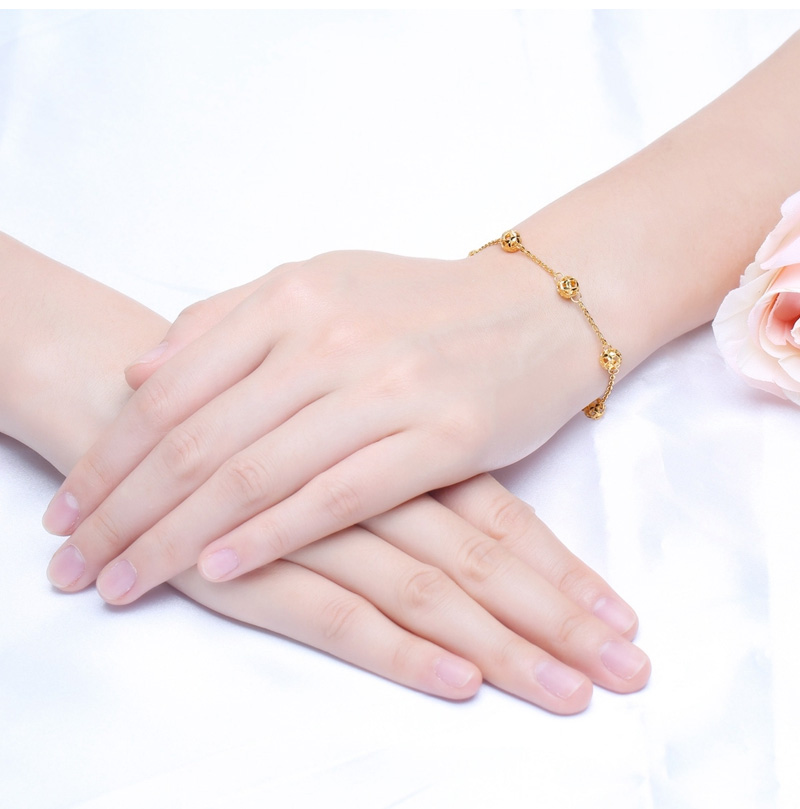 新款足金镂空转运珠手链