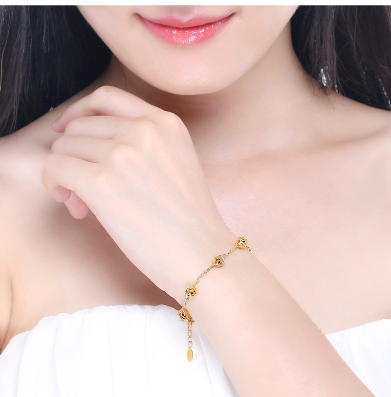 黄金手链新款足金镂空转运珠手链