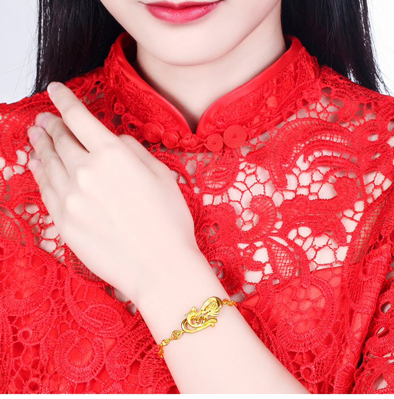 足金结婚龙凤呈祥手镯