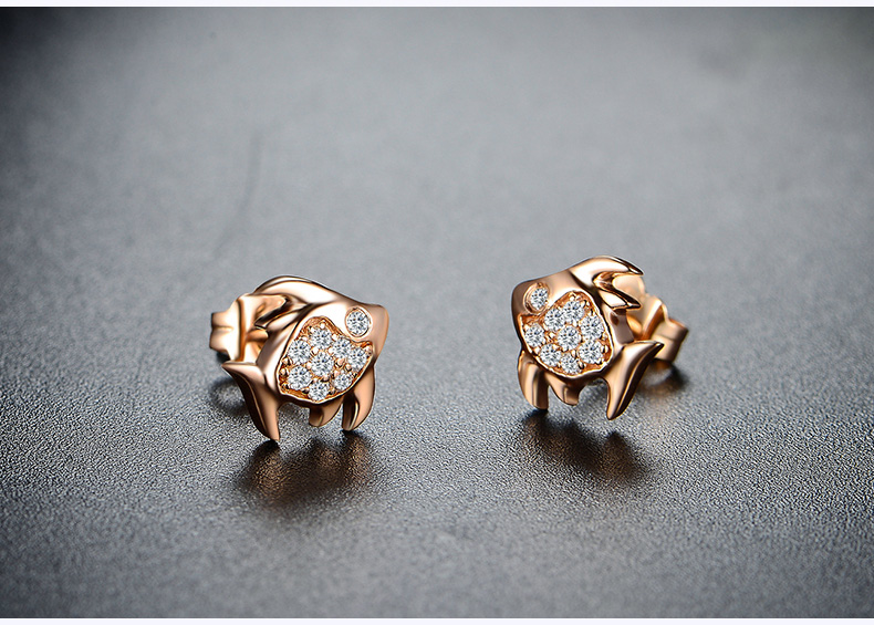 玫瑰金鱼儿钻石耳钉