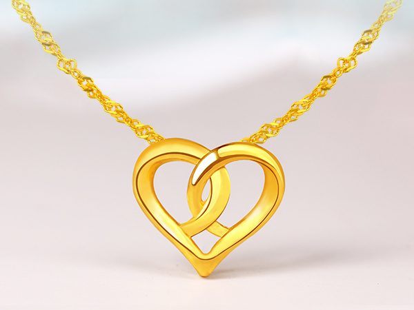 爱心黄金项链