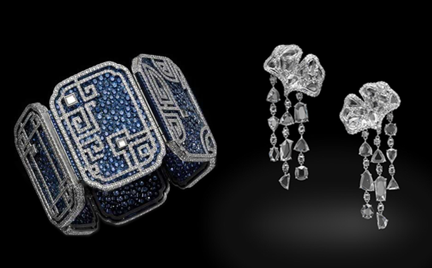 Azure Lattice 铂金手镯，Frosted Ginkgo 耳坠