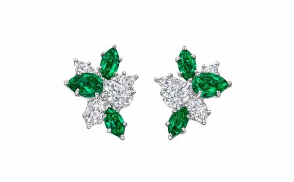 祖母绿铂金挂坠耳环