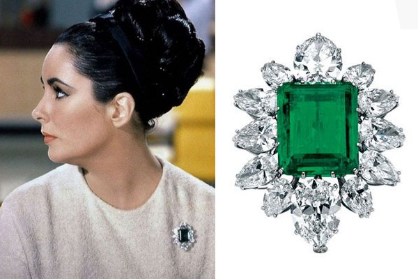 宝格丽祖母绿钻石铂金胸针