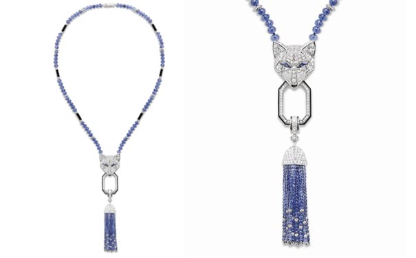 钻石和蓝宝石镶嵌的白金项链