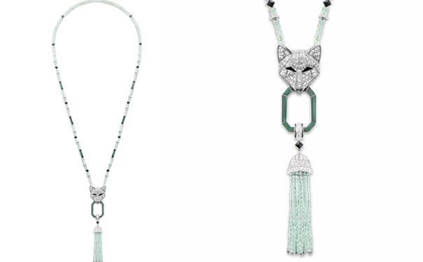 钻石和缟玛瑙镶嵌吊坠白金项链