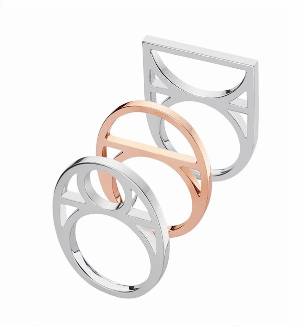 玫瑰金和银质戒指