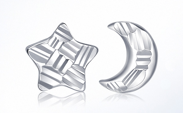 白金不对称耳钉