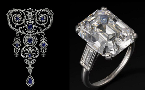 祖母绿型切割钻石的戒指