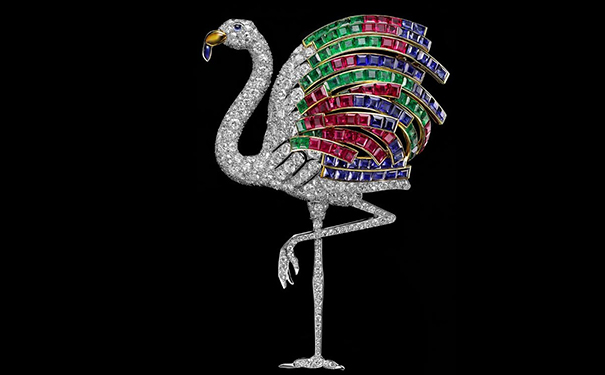 Flamingo 铂金胸针，1940年