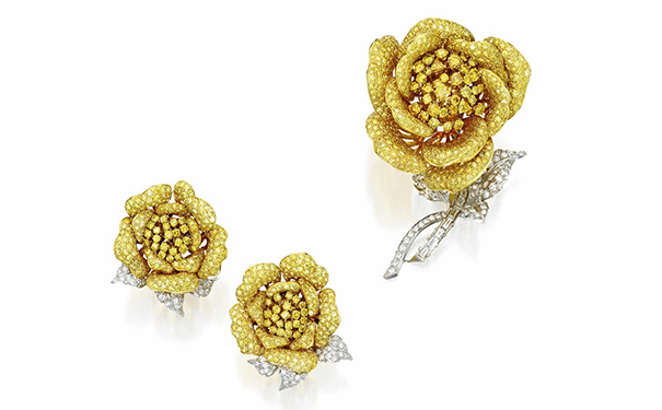 『Lot 337』彩钻胸针和耳钉