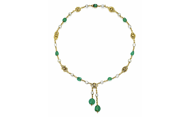 『Lot 264』祖母绿珍珠金项链