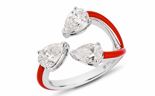 Diamonds in Red 白金戒指，by Etho Maria