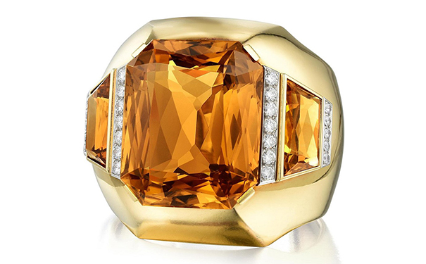 『Lot 58A』黄水晶镶钻金手镯，by Suzanne Belperron