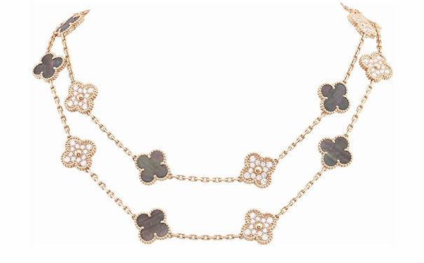 玫瑰金四叶草项链