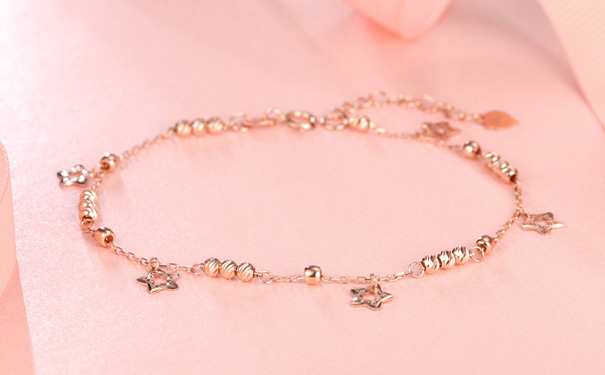五角星玫瑰金手链