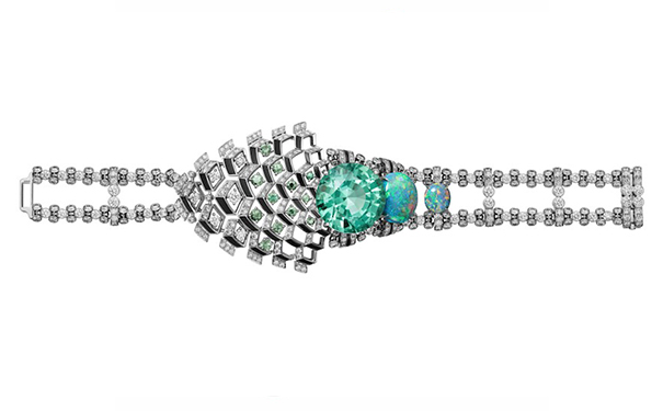 椭圆形切割蓝绿色碧玺手链