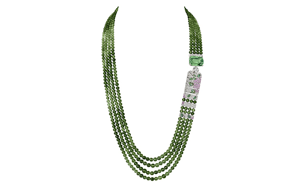 绿色碧玺白金项链