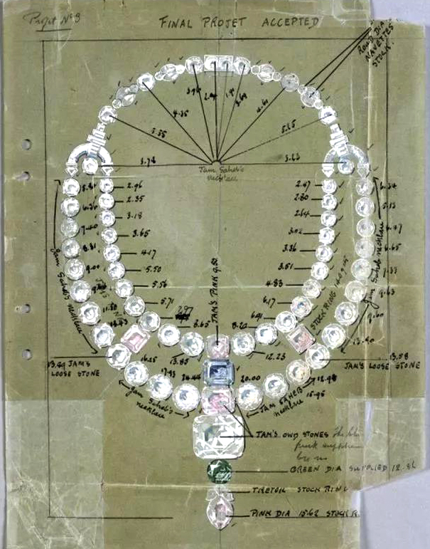 卡地亚数据馆中保存了Jeanne Toussaint项链设计图