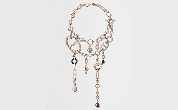 Grand Jeté 玫瑰金项链，by Hermès