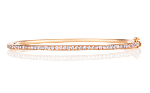 戴比尔斯Classic系列玫瑰金单行半密镶椭圆手镯