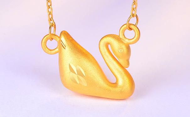 足金硬金天鹅吊坠