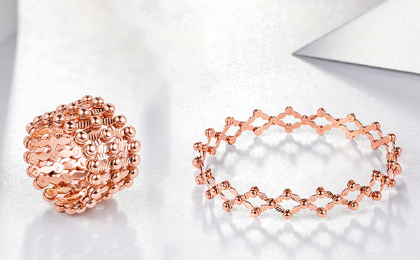 伸缩18K玫瑰金戒指