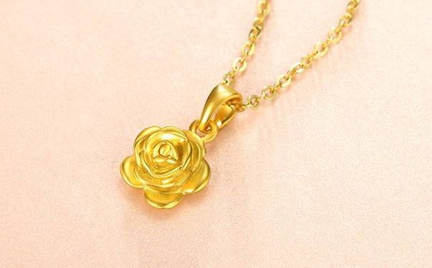 玫瑰花金吊坠