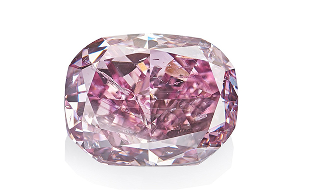 11.06ct枕形切割紫粉色钻石