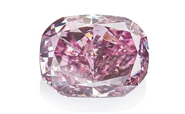 11.06ct枕形紫粉色钻石