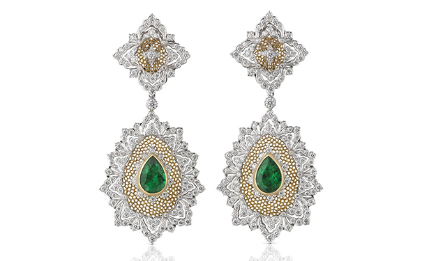 祖母绿白金耳坠