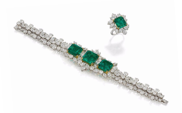 『Lot 127』祖母绿和钻石珠宝套装 手链