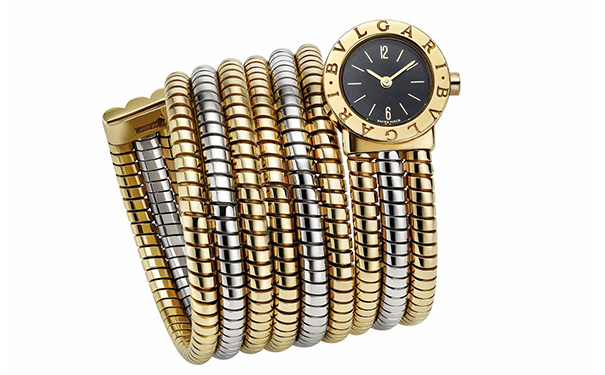 Serpenti Tubogas 双色手镯表，by Bulgari，1980年