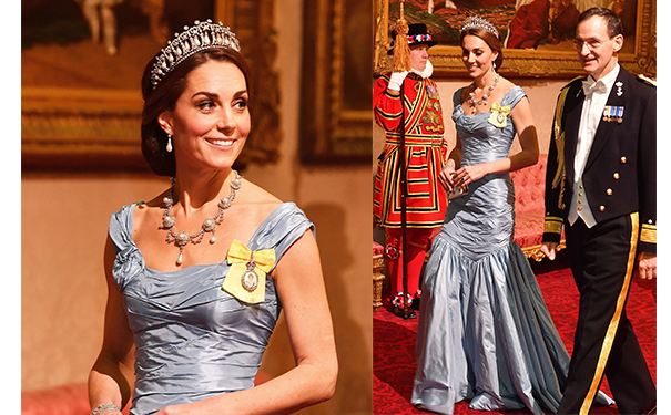 凯特王妃当天还佩戴了2017年获授的一枚家族勋章