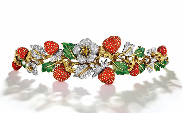 『Lot 111』Strawberry 手链，by Donald Clafin for Tiffany，1968年   估价：10万-15万美元