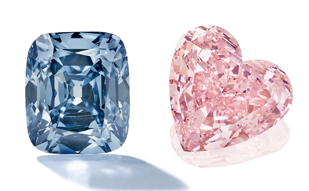 8.08ct蓝钻和15.56ct粉钻