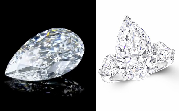 一颗7.15ct的水滴形切割钻石