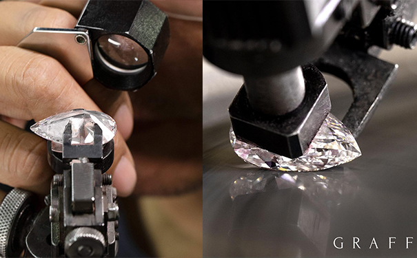 一颗10.09ct的水滴形切割钻石