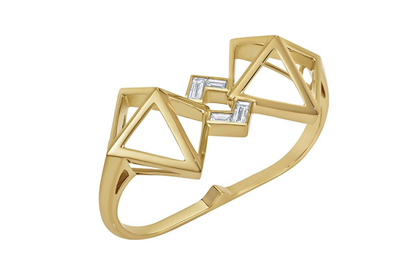 镶嵌0.398ct的圆形切割钻石。