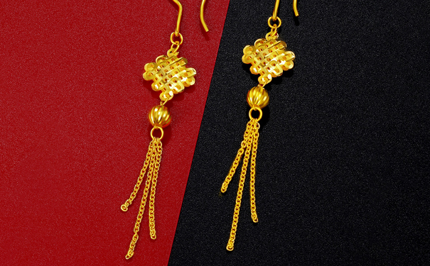 中国结耳线黄金耳钉金耳环