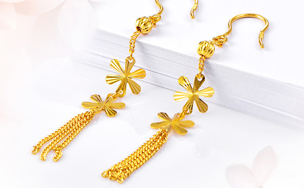 足金流苏长款耳坠花样年华黄金耳饰