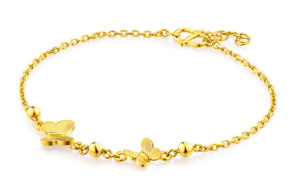 黄金手链款式：蝴蝶款