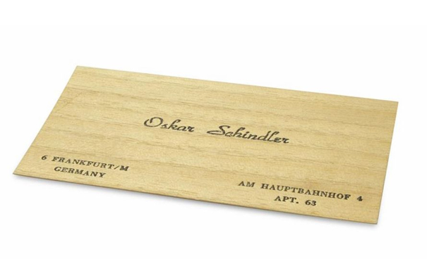 辛德勒妻子的遗物 木制名片