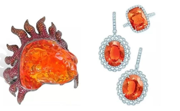 珊瑚橙之火欧泊