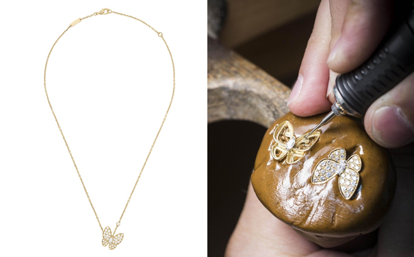 Two Butterflies 金质挂坠项链，by Van Cleef & Arpels