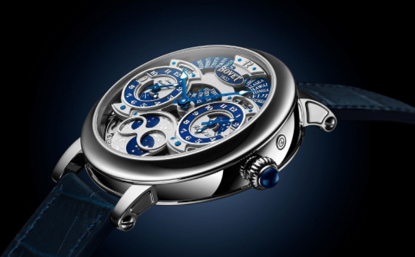 搭配蓝色鳄鱼皮表带，限量60枚