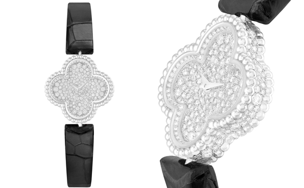 Sweet Alhambra 白金腕表，by Van Cleef & Arpels