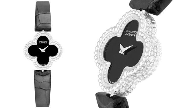 Sweet Alhambra 白金腕表，by Van Cleef & Arpels